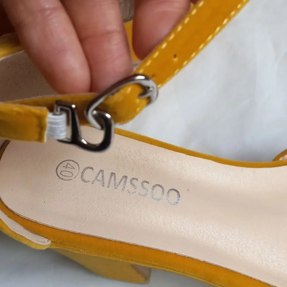 Camssoo Women's Platforms Wedges Sandal Suede Open Toe Ankle Sz 40